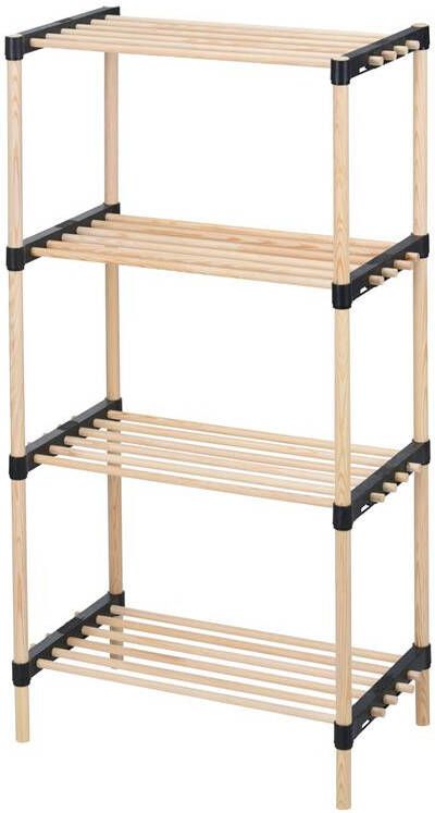 H&S Collection Schoenenrek 4-laags hout 49x28x93 cm