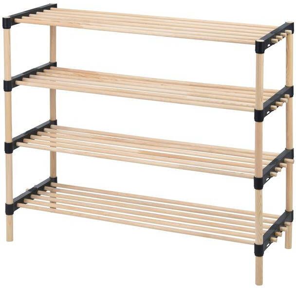 H&S Collection Schoenenrek 4-laags hout 76 x 28 x 59 cm