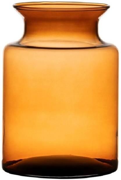 Hakbijl glass melkbus vaas amber glas D14 x H20 cm