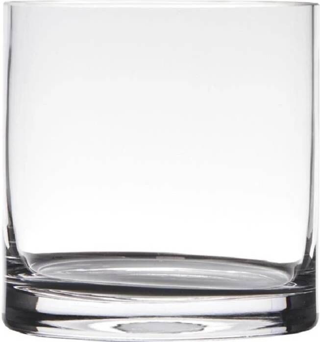 Hakbijl glass Transparante home-basics cilinder vorm vaas|vazen van glas 15 x 15 cm