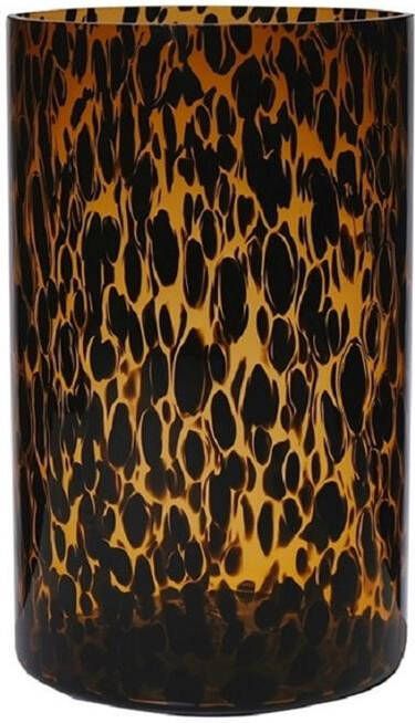 Hakbijl glass Vaas zwart|amber bloemen glas 30 x 19 cm