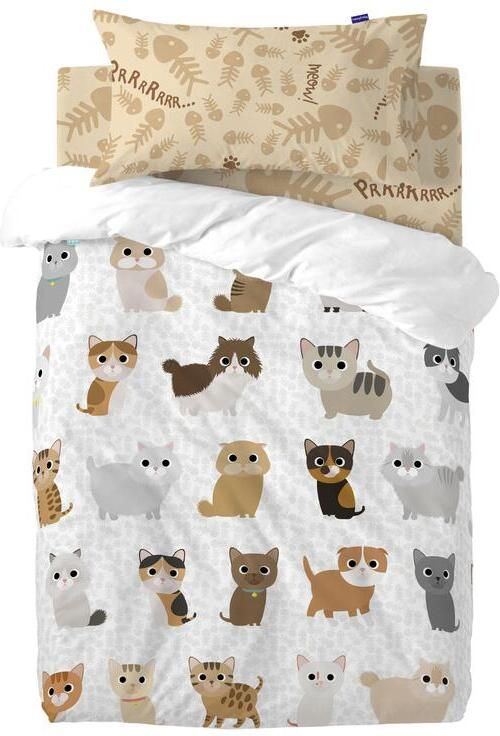 Happyfriday Cats Dekbedovertrek 2-delig 115x145 cm (Maxiledikant) Mr Fox Veelkleurig 100% katoen de kwaliteit van 150 TC