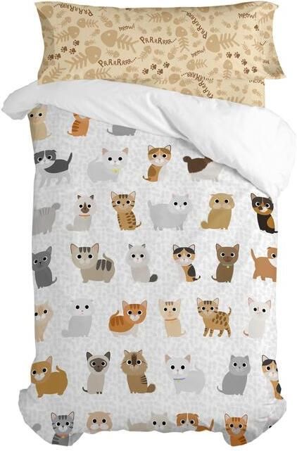 Happyfriday Cats Dekbedovertrek 2-delig 180x220 cm (Bed 105) Mr Fox Veelkleurig 100% katoen de kwaliteit van 150 TC - Foto 2