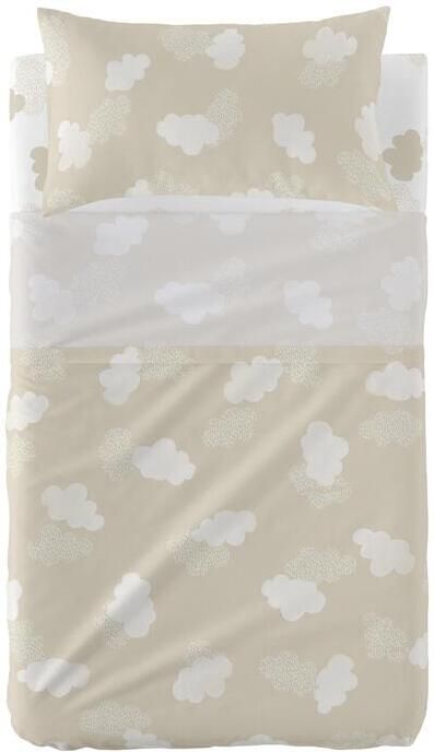Happyfriday Clouds Laken Set ledikant 2-delig Beige Basic Kids Beige 100% katoen de kwaliteit van 150 TC