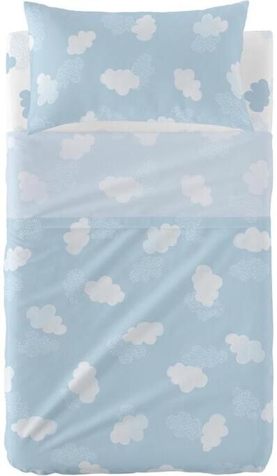 Happyfriday Clouds Laken Set ledikant 2-delig Blauw Basic Kids Blauw 100% katoen de kwaliteit van 150 TC