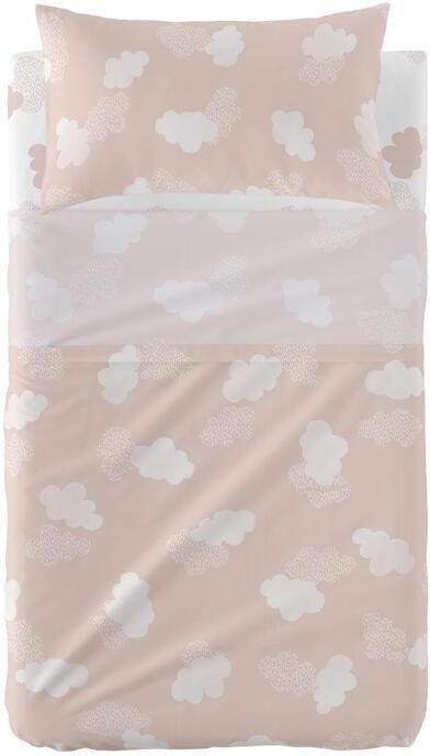 Happyfriday Clouds Laken Set ledikant 2-delig Roze Basic Kids Rosa 100% katoen de kwaliteit van 150 TC