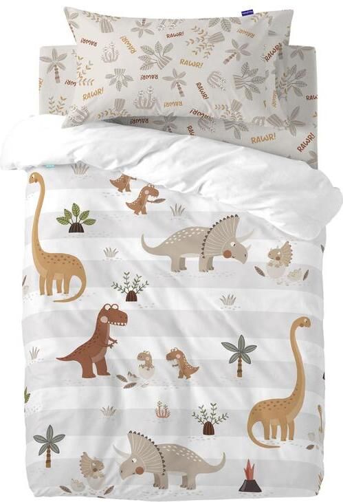 Happyfriday Dino family Dekbedovertrek 2-delig 100x135 cm (Ledikant) Moshi Veelkleurig 100% katoen de kwaliteit van 150 TC
