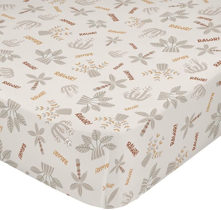 Happyfriday Dino family Hoeslaken 70x140x14 cm (Maxiledikant) Moshi Veelkleurig 100% katoen de kwaliteit van 150 TC