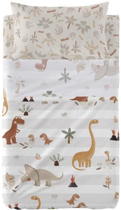 Happyfriday Dino family Laken Set 2-delig 120x180 cm (Maxiledikant) Moshi Veelkleurig 100% katoen de kwaliteit van 150 TC