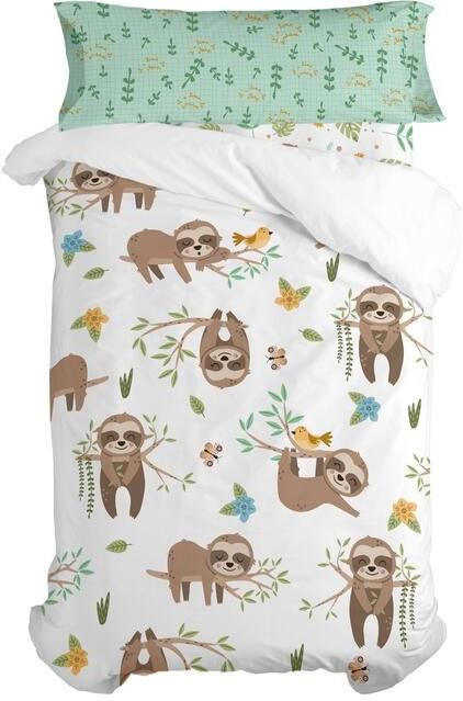 Happyfriday Happy sloth Dekbedovertrek 2-delig Moshi Veelkleurig 100% katoen de kwaliteit van 150 hilos - Foto 2