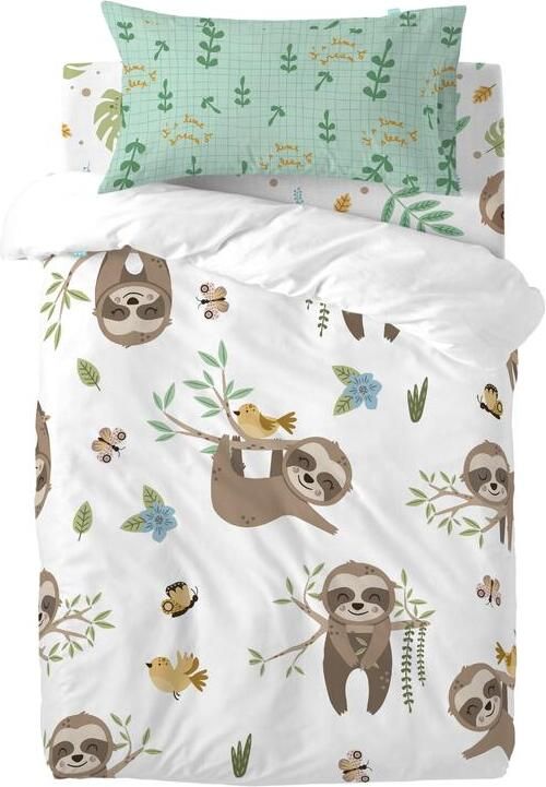 Happyfriday Happy sloth Dekbedovertrek wieg 2-delig Moshi Veelkleurig 100% katoen de kwaliteit van 150 TC