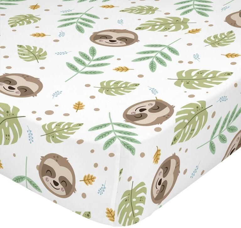 Happyfriday Happy sloth Hoeslaken wieg Moshi Veelkleurig 100% katoen de kwaliteit van 150 TC
