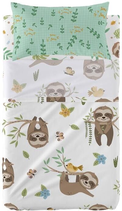 Happyfriday Happy sloth Laken Set ledikant 2-delig Moshi Veelkleurig 100% katoen de kwaliteit van 150 TC