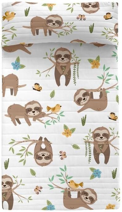 Happyfriday Happy sloth Sprei Moshi Veelkleurig 100% Katoen (buitenkant) 100% Polyester (vulling) de kwaliteit van 150 TC