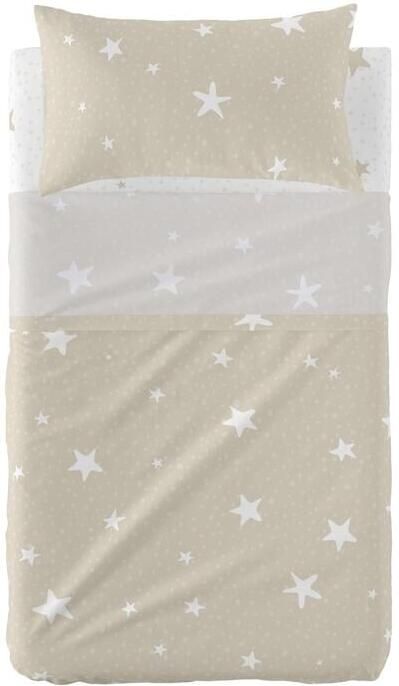 Happyfriday Little star Laken Set ledikant 2-delig Beige Basic Kids Beige 100% katoen de kwaliteit van 150 TC