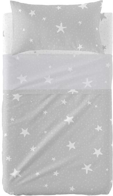 Happyfriday Little star Laken Set ledikant 2-delig Grijs Basic Kids Grijs 100% katoen de kwaliteit van 150 TC