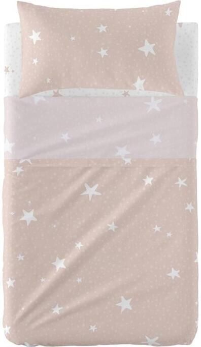 Happyfriday Little star Laken Set ledikant 2-delig Roze Basic Kids Rosa 100% katoen de kwaliteit van 150 TC