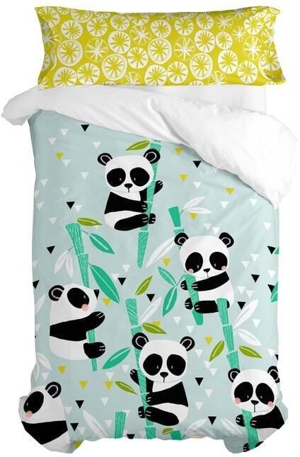 Happyfriday Panda garden blue Dekbedovertrek 2-delig Moshi Blauw 100% katoen de kwaliteit van 150 TC