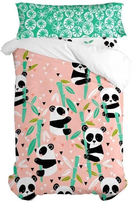 Happyfriday Panda garden Dekbedovertrek 2-delig Moshi Rosa 100% katoen de kwaliteit van 150 hilos