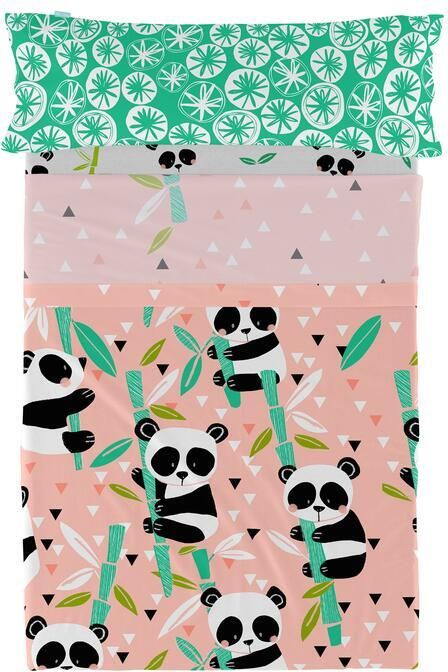 Happyfriday Panda garden Laken Set 2-delig Moshi Rosa 100% katoen de kwaliteit van 150 TC