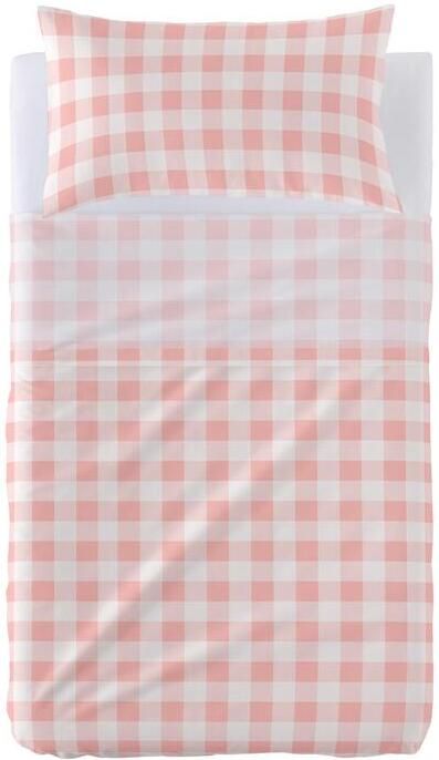 Happyfriday Vichy Laken Set ledikant 2-delig Roze Basic Kids Rosa 100% katoen de kwaliteit van 150 TC