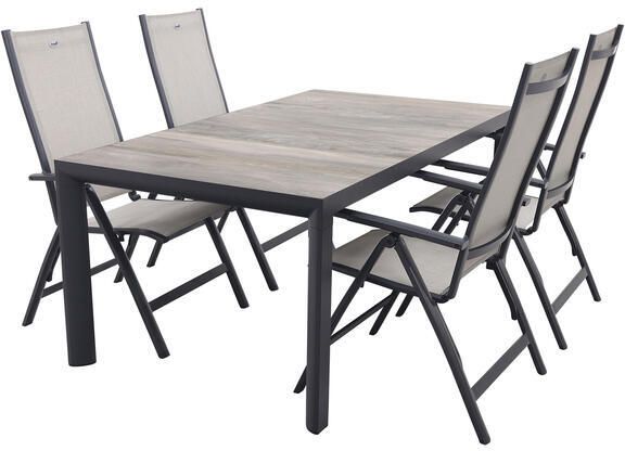 Hartman Monza|Kings verstelbare tuinset antraciet 180x100 cm. 5-delig