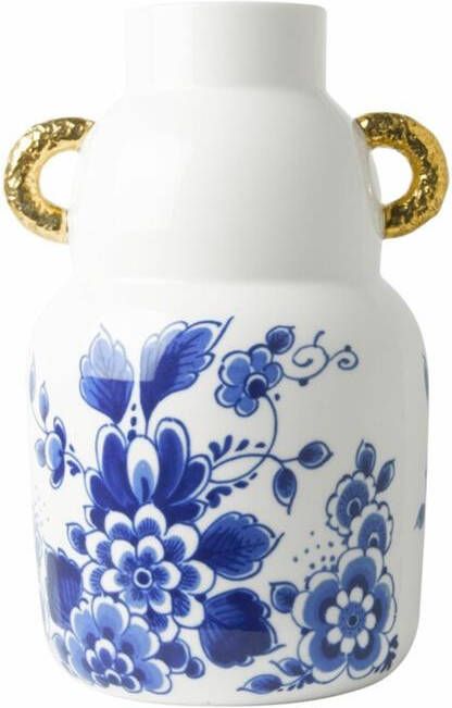 Heinen Delfts Blauw Goud Oortje Laag H 25 cm