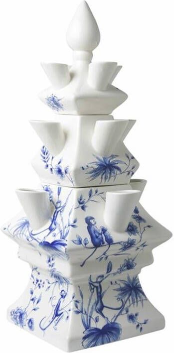 Heinen Delfts Blauw Tulpenvaas 3-delig Aapjes L 17 cm B 17 cm H 43 c