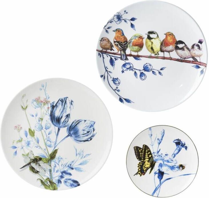 Heinen Delfts Blauw | Wandborden mix 1 vlinders set 3 stuks