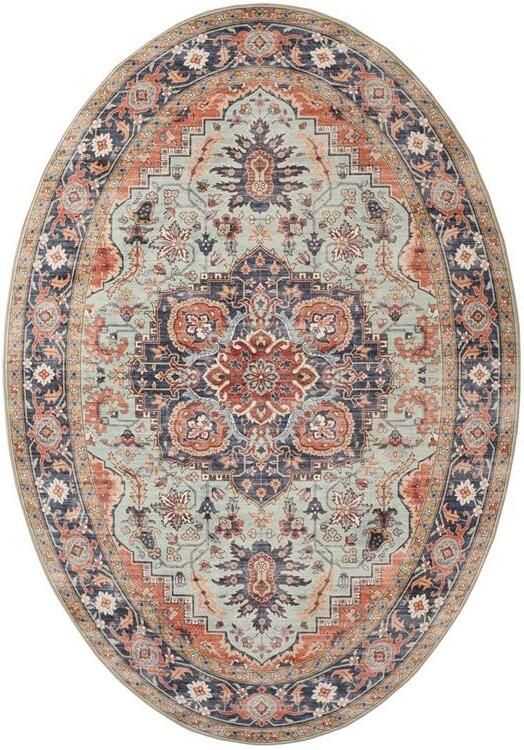 Heritaged Buitenkleed ovaal Vintage Valenca Fino groen blauw 80x150 cm - Foto 2