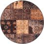 Heritaged Rond patchwork vloerkleed Fade No.1 goud bruin 76 cm rond - Thumbnail 1