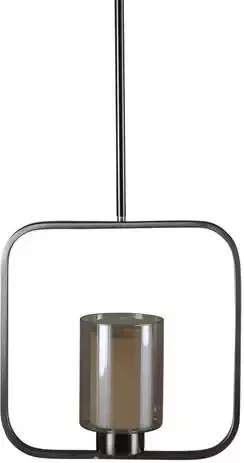 Hioshop Aludra verlichting hanglamp 34x12x34cm glas staal zilverkleur