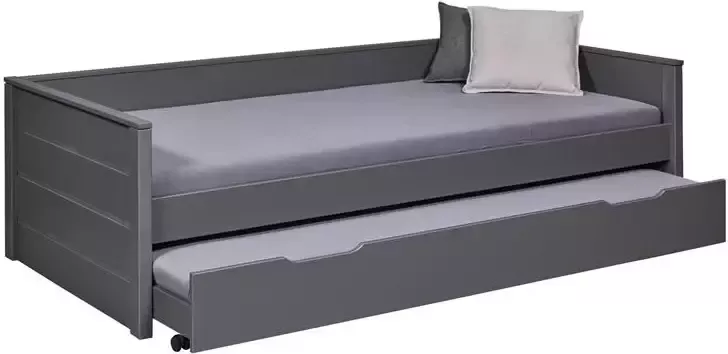 Hioshop Dream bed 90x200cm met 1 uitschuifbaar bed grijs.
