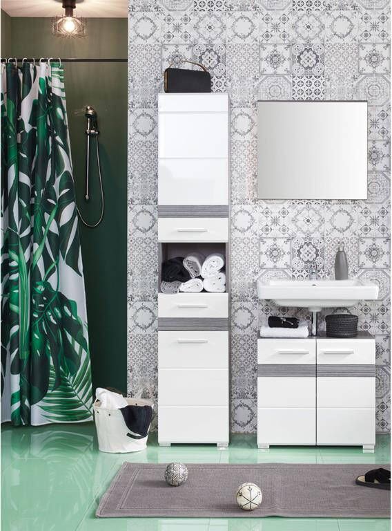 Hioshop SetOne badkamer B met spiegel decor rookzilver wit