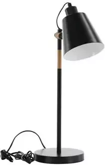 Hioshop Skott verlichting tafellamp 31x18x58cm staal zwart hout.