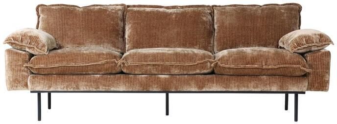 HKliving Retro Sofa 3-zitsbank Velvet Corduroy Aged Gold - Foto 4