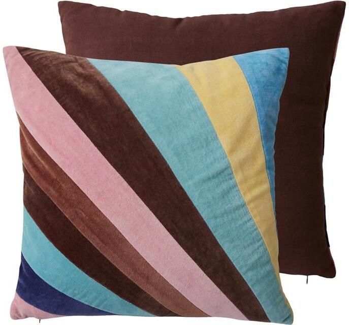 HKLIVING Striped Velvet Sierkussen 45 x 45 cm Eventide