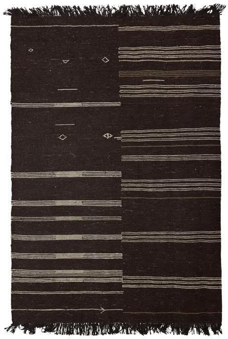 HKLIVING Striped Woolen Kelim Vloerkleed 150 x 240 cm Bruin