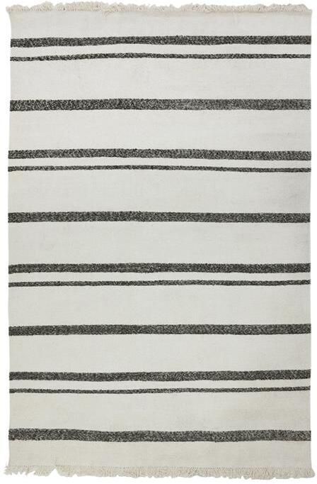 HKLIVING Striped Woolen Kelim Vloerkleed 200 x 300 cm Crème