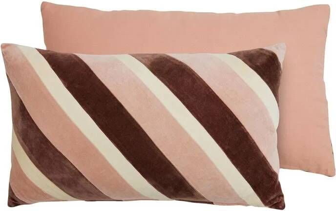 HKliving Striped Velvet Sierkussen 35 x 60 cm Rose