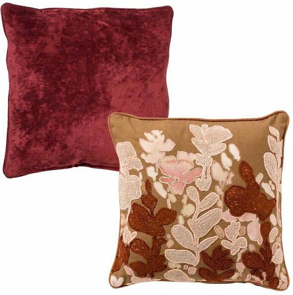 Hoii Sierkussen set van 2 AUTUMN RED Merlot rood multicolor