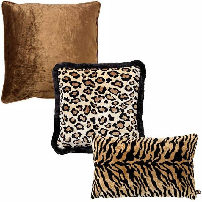 Hoii VOORDEELSET ANIMAL BROWN Set van 3 sierkussens Tobacco Brow