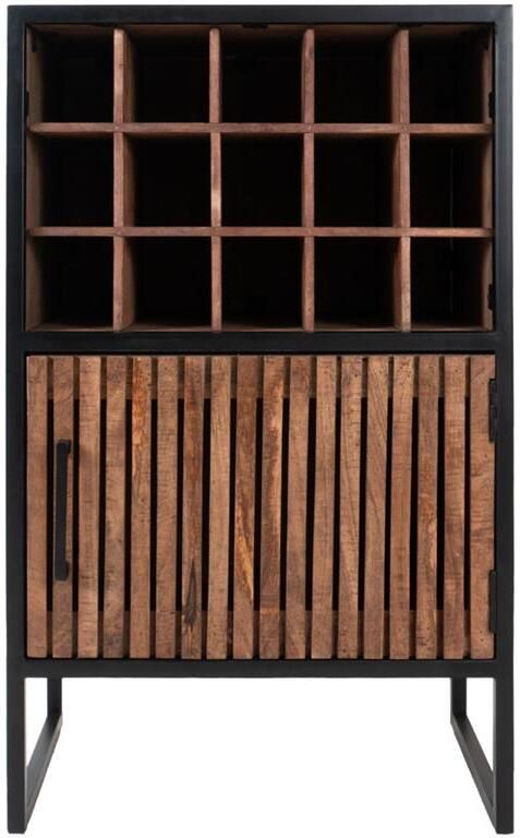 Home67 Wijnkast Loek 90 x 55 cm Bruin Mangohout - Foto 2