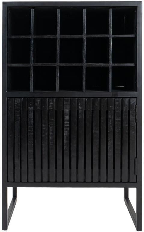 Home67 Wijnkast Loek 90 x 55 cm Zwart Mangohout - Foto 2