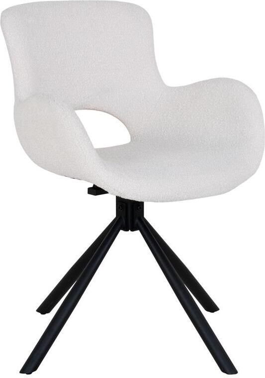 Hioshop 2 x Amorim eetkamerstoel bouclé draaifunctie off-white. - Foto 2