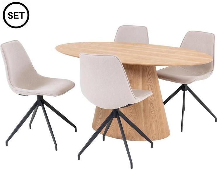 House Nordic Eetkamerstoel Zand Draaibaar 54x48x86cm Scandinavisch - Foto 3