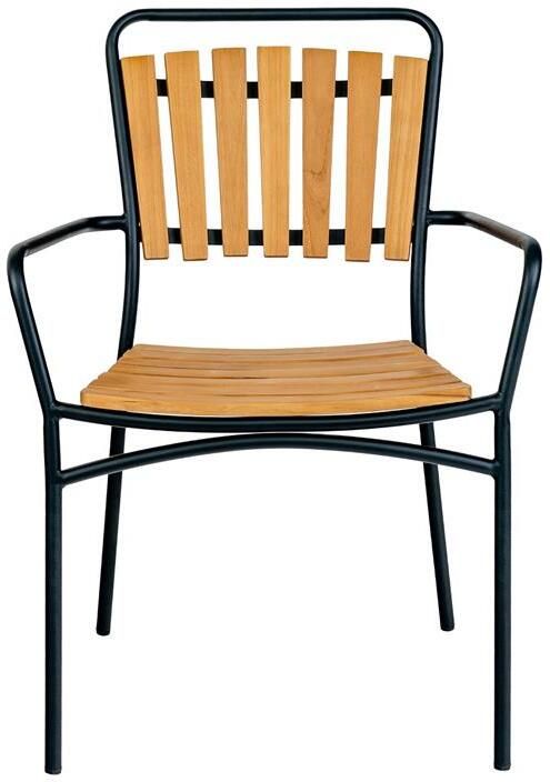 House Nordic Eetkamerstoel Teakhout Zwart Frame Zithoogte 46cm Set van 4 - Foto 2