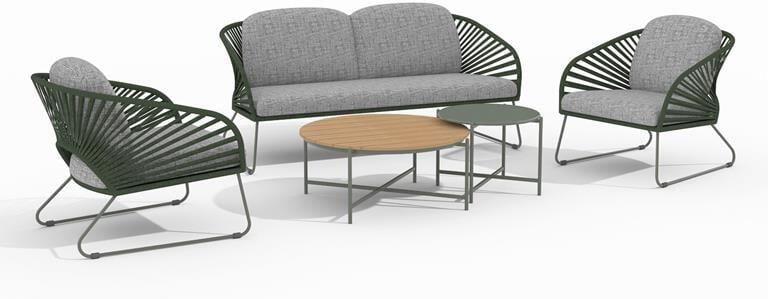 House Nordic Lounge Set Staal Grijs|Groen 78x71|162x73cm Novella