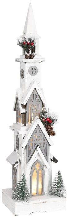 House of Seasons Huis Decoratief Object 16x14x63 cm Hout Wit