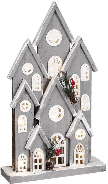 House of Seasons Huis Decoratief Object 26x8x43 cm Hout Grijs